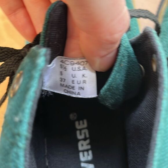 Vintage Converse All Star Chuck Taylor Mid Green Fabric with Black Women’s 6.5 - Picture 6 of 10